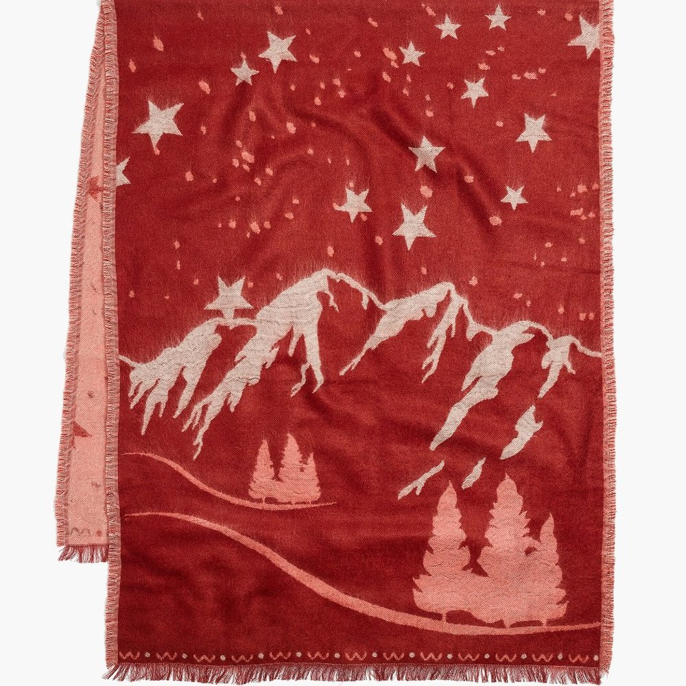 NWT Madewell Starscape Scarf Wrap Red Mountains Jacquard